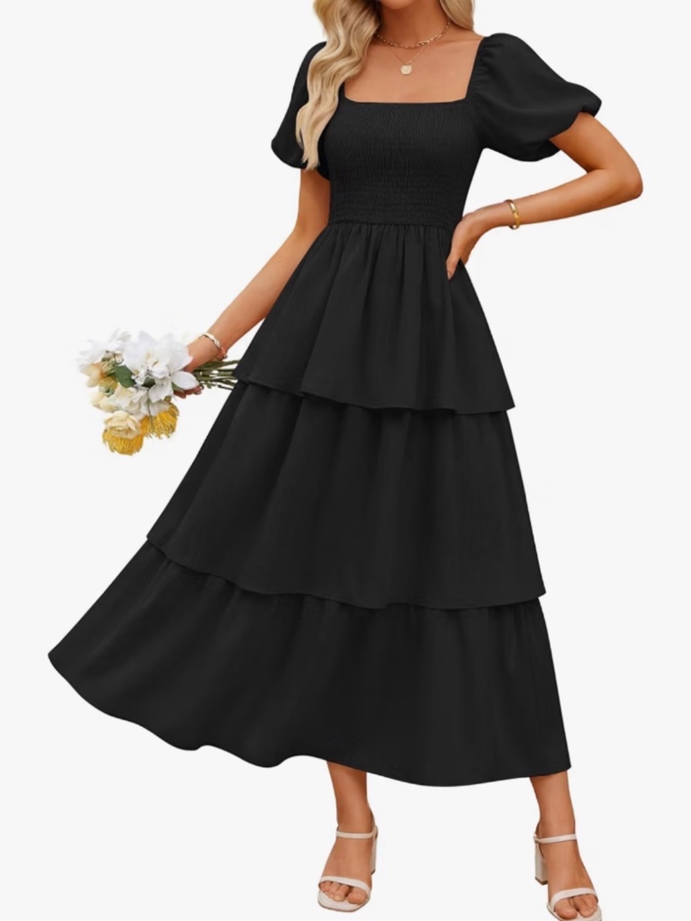 Black Ruffle Maxi Dress - Picture 2 of 5